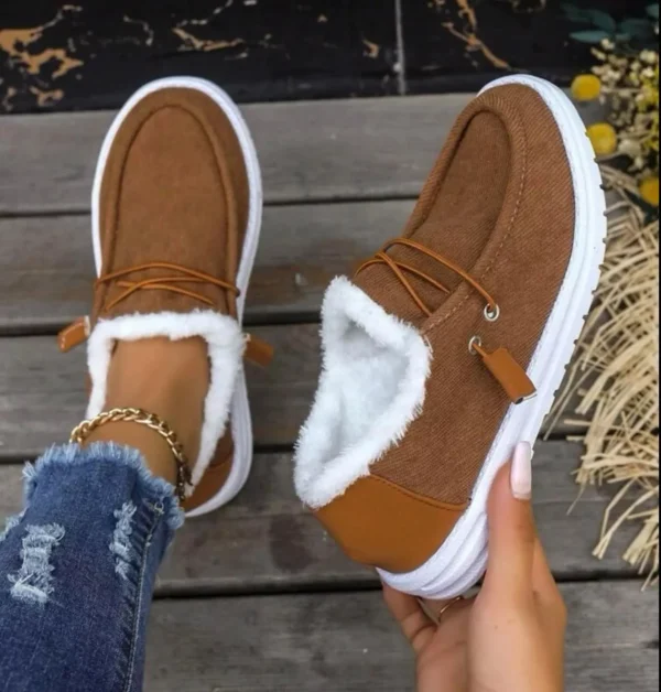 Brown Corduroy Fleece Lined Slip On's