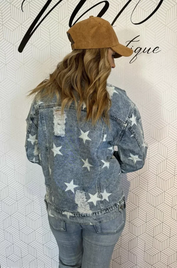 Distressed Star Denim Jacket