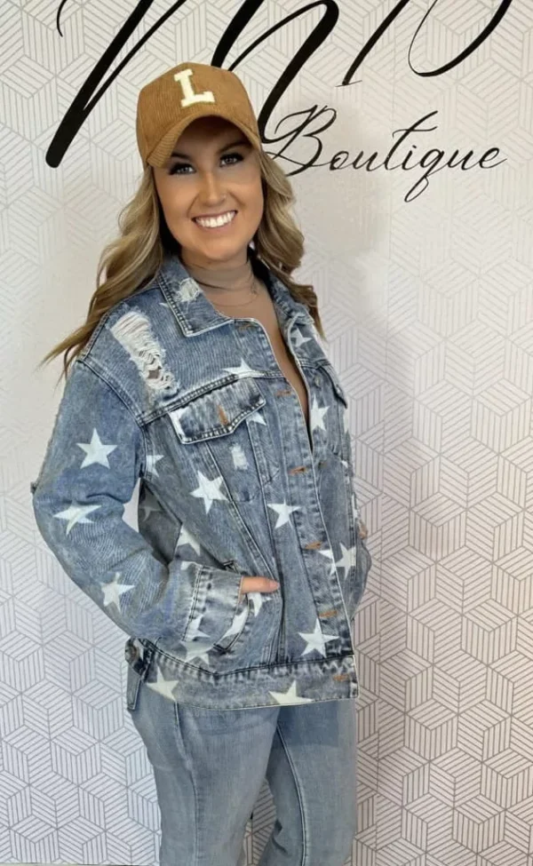 Distressed Star Denim Jacket