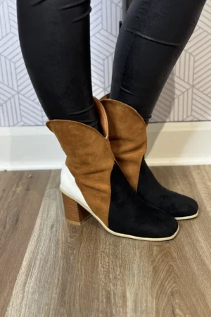 Black Color Block Booties