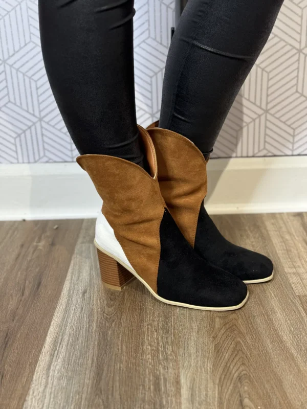 Black Color Block Booties